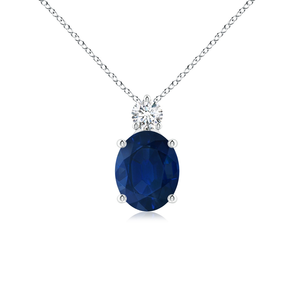 10x8mm AA Oval Sapphire Solitaire Pendant with Diamond in P950 Platinum 