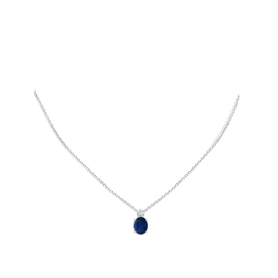 10x8mm AA Oval Sapphire Solitaire Pendant with Diamond in P950 Platinum pen