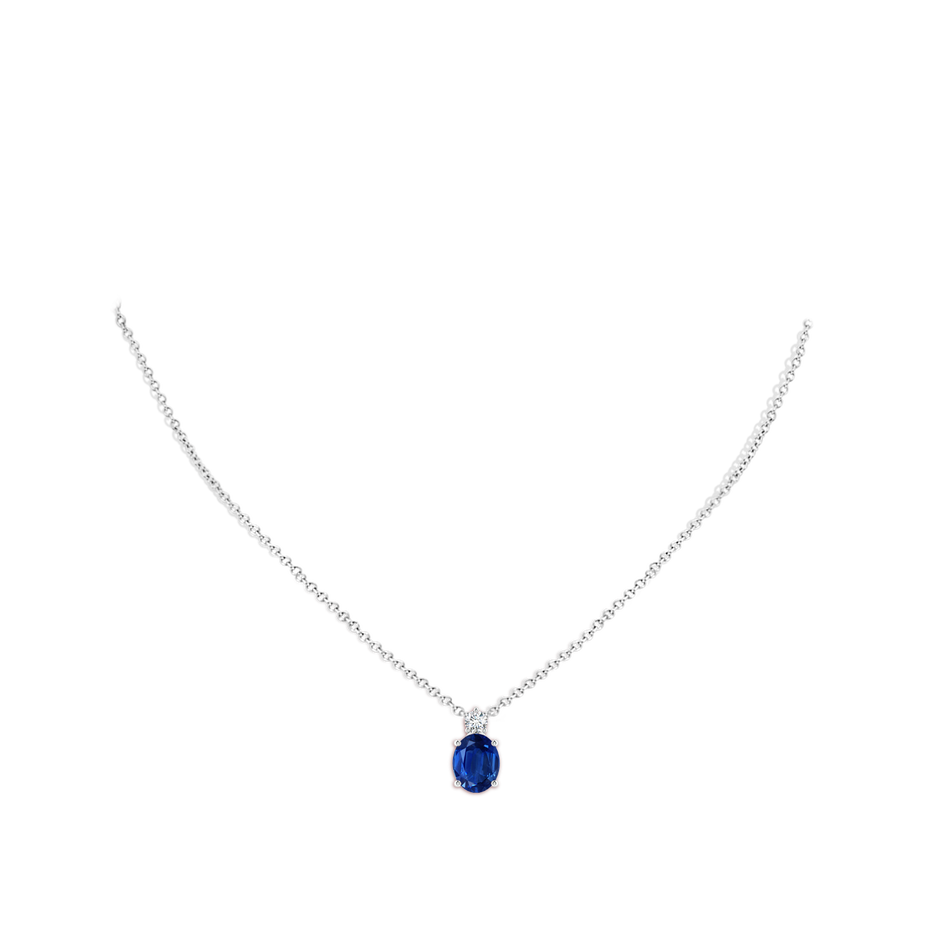 10x8mm AAA Oval Sapphire Solitaire Pendant with Diamond in P950 Platinum pen