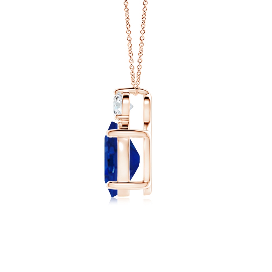 10x8mm AAA Oval Sapphire Solitaire Pendant with Diamond in Rose Gold side 199