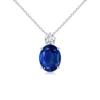 10x8mm AAA Oval Sapphire Solitaire Pendant with Diamond in S999 Silver