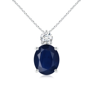 12x10mm A Oval Sapphire Solitaire Pendant with Diamond in P950 Platinum