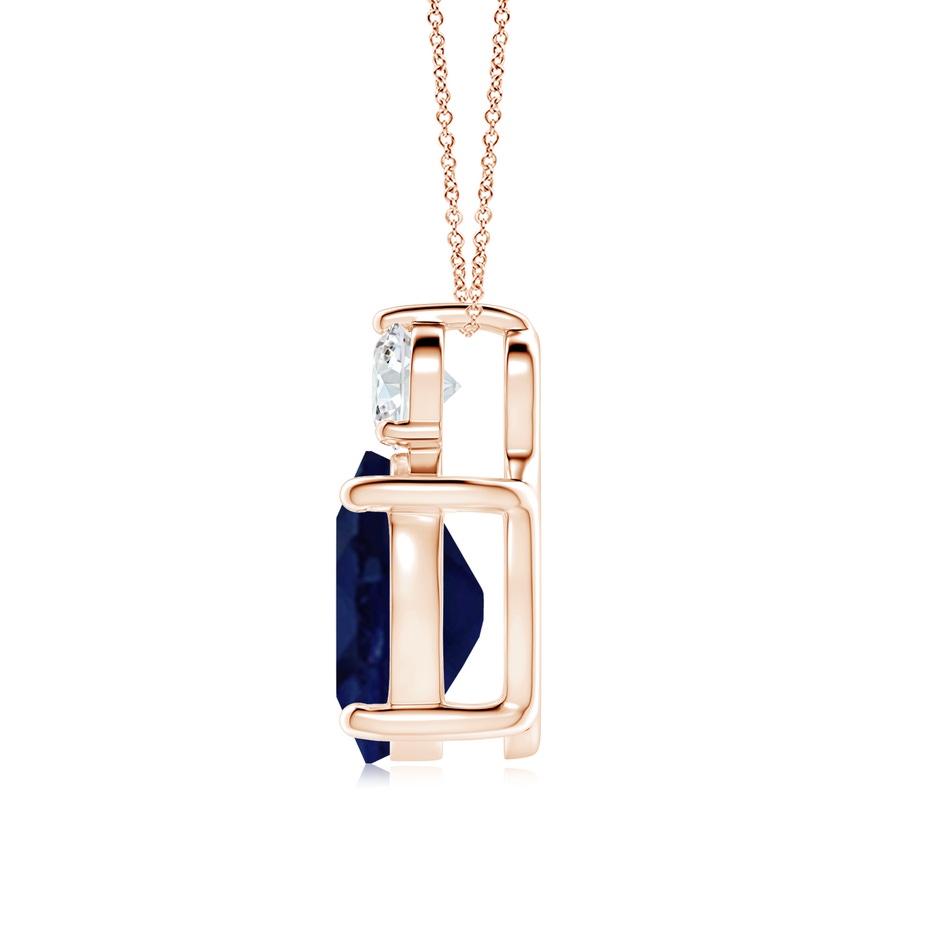 12x10mm A Oval Sapphire Solitaire Pendant with Diamond in Rose Gold side 199