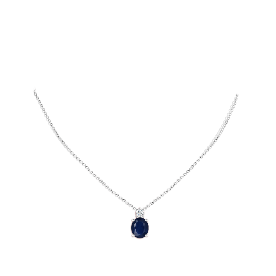 12x10mm A Oval Sapphire Solitaire Pendant with Diamond in White Gold pen