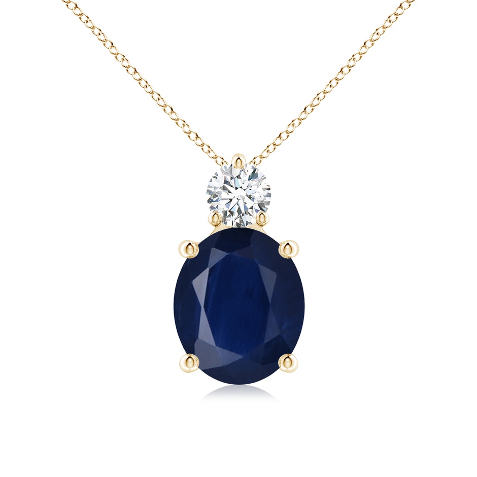 12x10mm A Oval Sapphire Solitaire Pendant with Diamond in Yellow Gold 