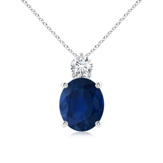 12x10mm AA Oval Sapphire Solitaire Pendant with Diamond in P950 Platinum