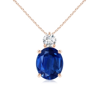 12x10mm AAA Oval Sapphire Solitaire Pendant with Diamond in Rose Gold