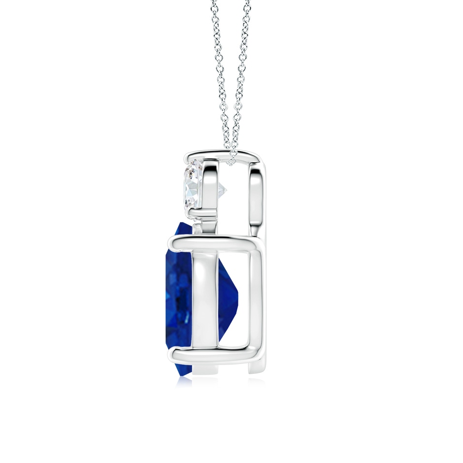 12x10mm AAA Oval Sapphire Solitaire Pendant with Diamond in S999 Silver side 199