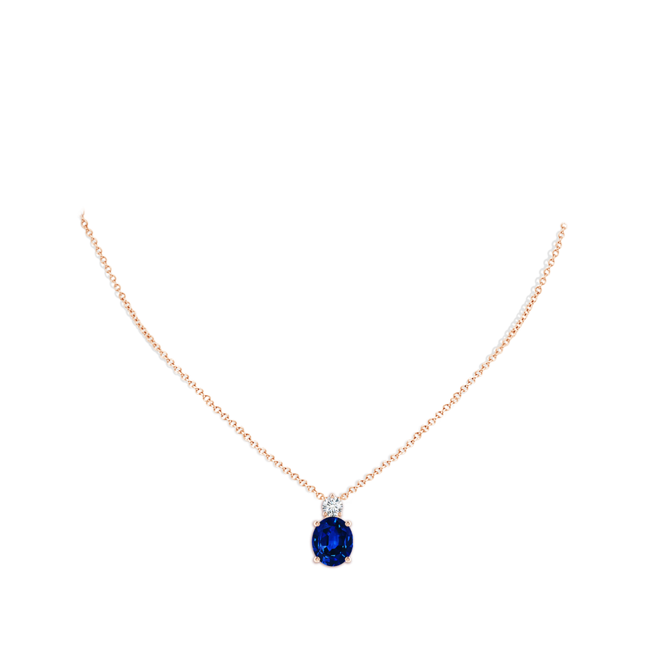 12x10mm AAAA Oval Sapphire Solitaire Pendant with Diamond in Rose Gold pen