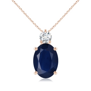 14x10mm A Oval Sapphire Solitaire Pendant with Diamond in 9K Rose Gold