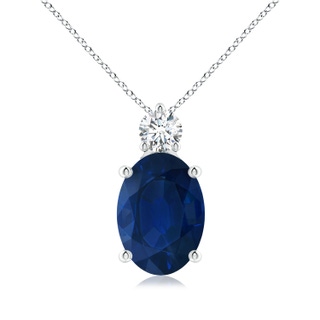 14x10mm AA Oval Sapphire Solitaire Pendant with Diamond in S999 Silver