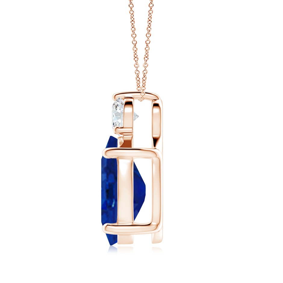 14x10mm AAA Oval Sapphire Solitaire Pendant with Diamond in Rose Gold side 199