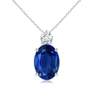 14x10mm AAA Oval Sapphire Solitaire Pendant with Diamond in S999 Silver