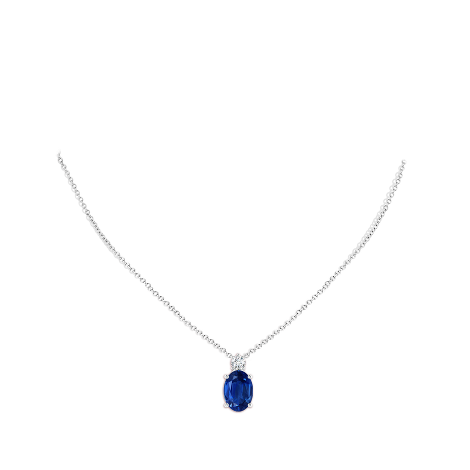 14x10mm AAA Oval Sapphire Solitaire Pendant with Diamond in S999 Silver pen