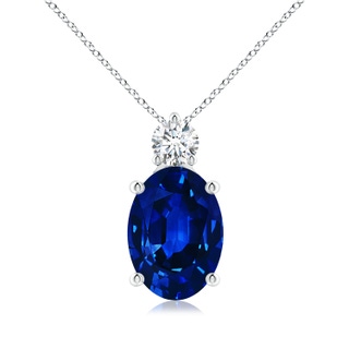 14x10mm Lab-Grown Oval Sapphire Solitaire Pendant with Diamond in P950 Platinum