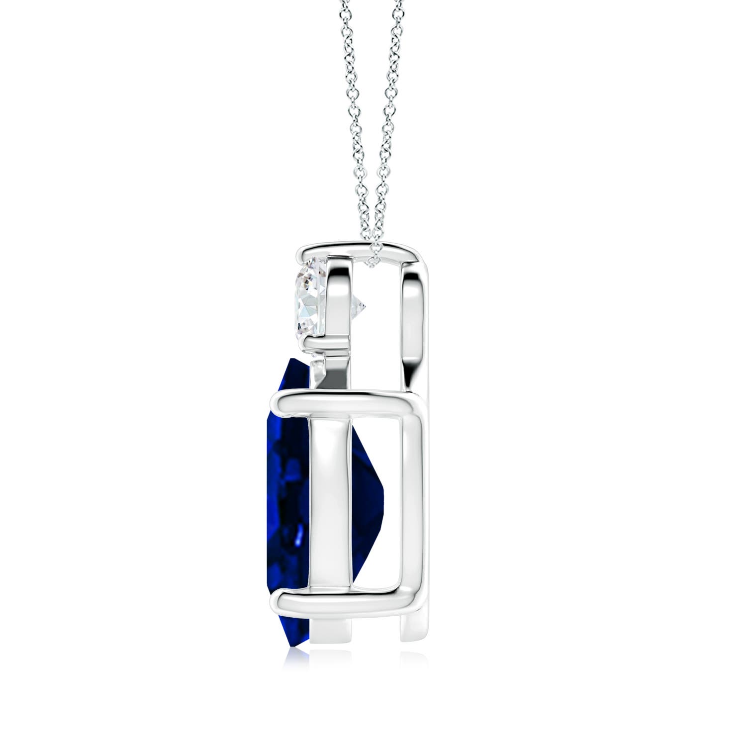 14x10mm AAAA Oval Sapphire Solitaire Pendant with Diamond in P950 Platinum