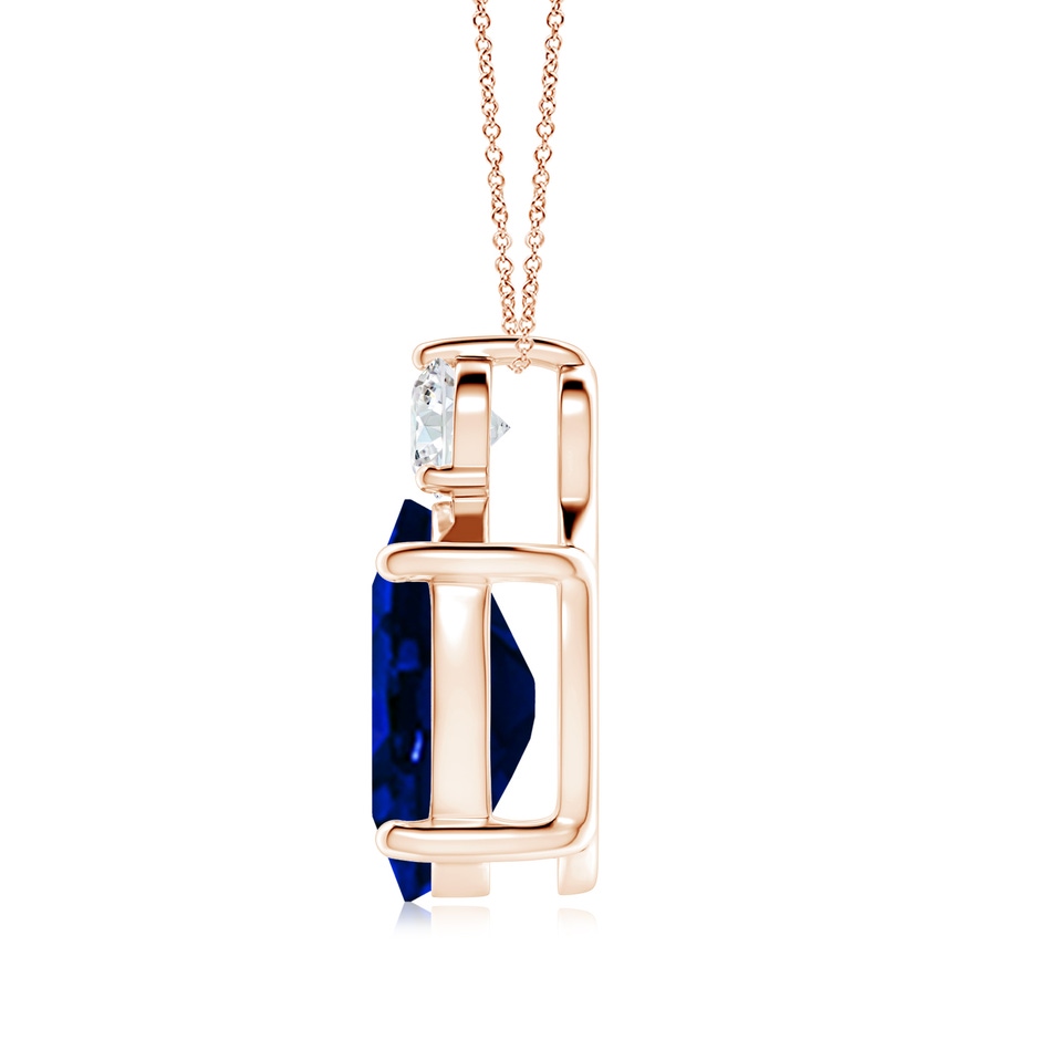 14x10mm AAAA Oval Sapphire Solitaire Pendant with Diamond in Rose Gold side 199