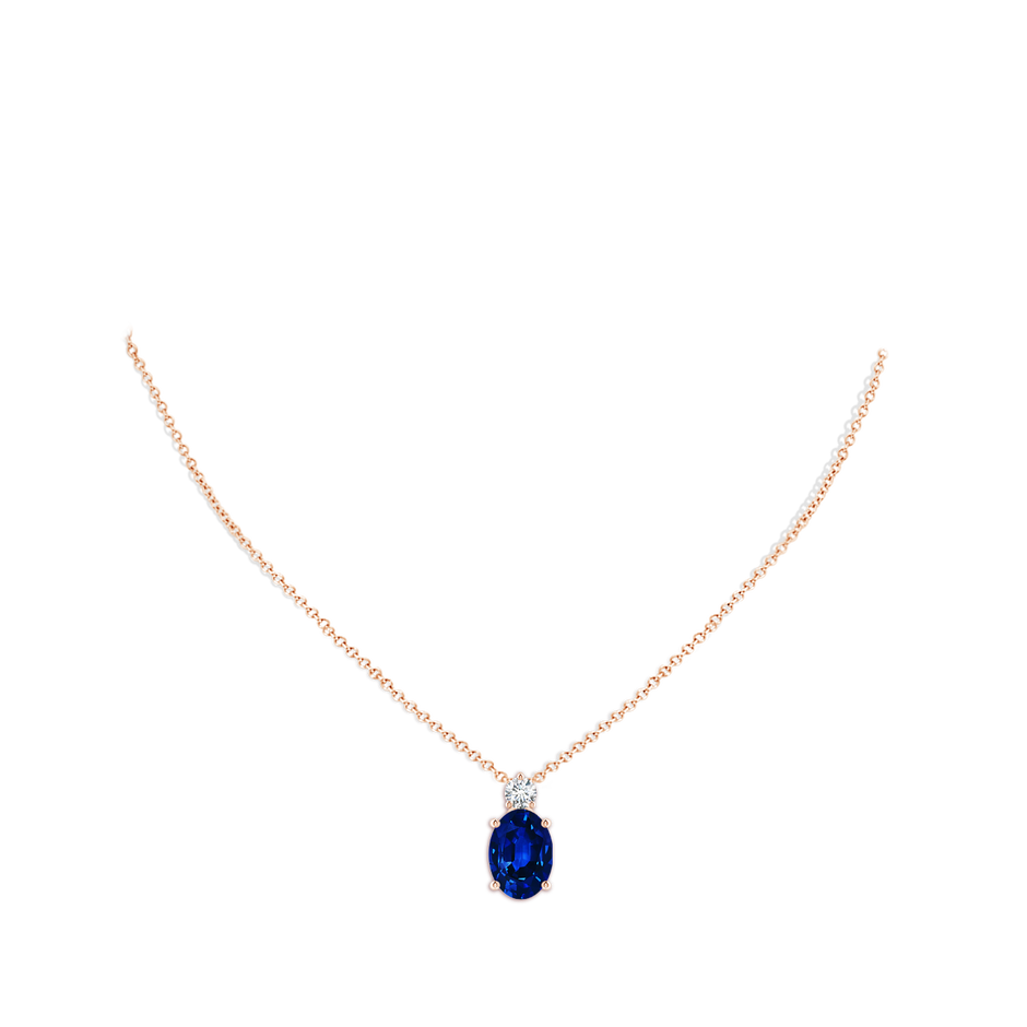 14x10mm AAAA Oval Sapphire Solitaire Pendant with Diamond in Rose Gold pen