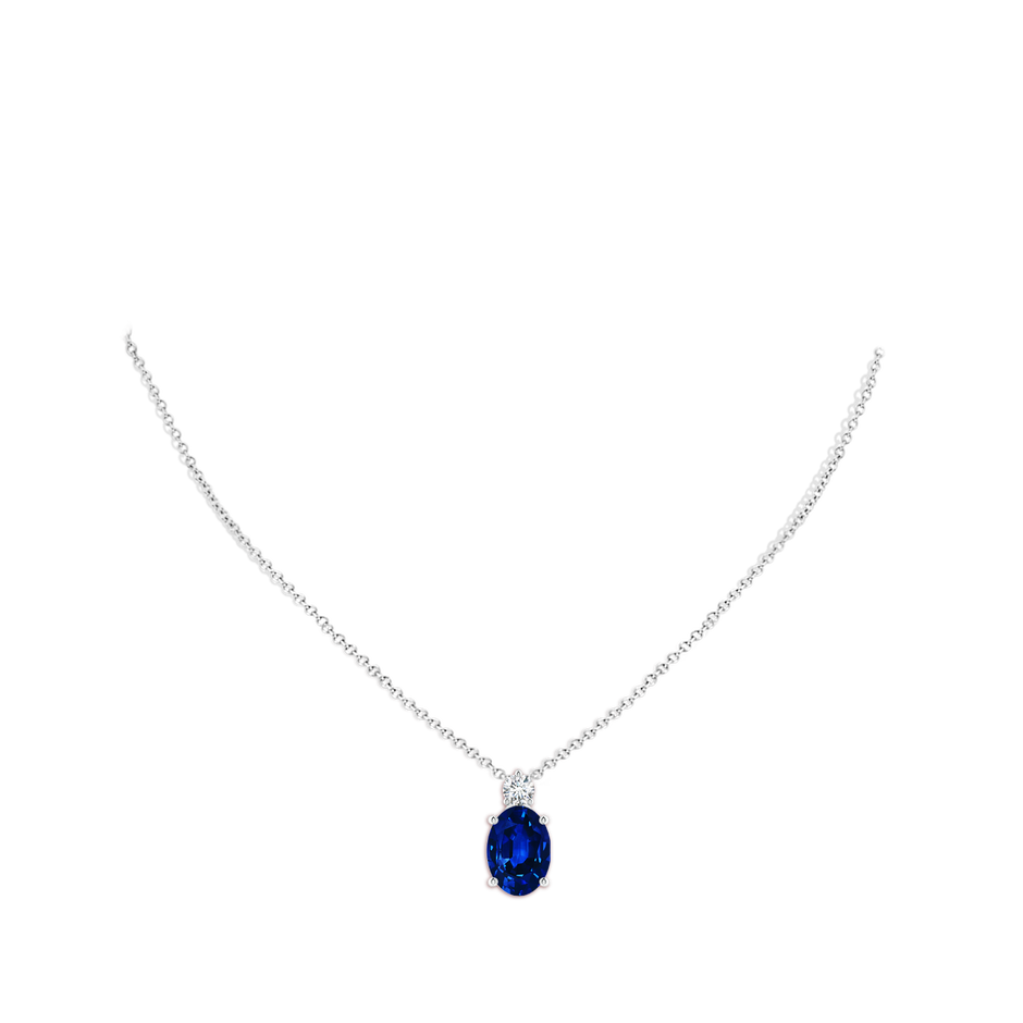 14x10mm Lab-Grown Oval Sapphire Solitaire Pendant with Diamond in S999 Silver pen
