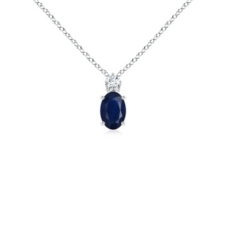 6x4mm A Oval Sapphire Solitaire Pendant with Diamond in P950 Platinum