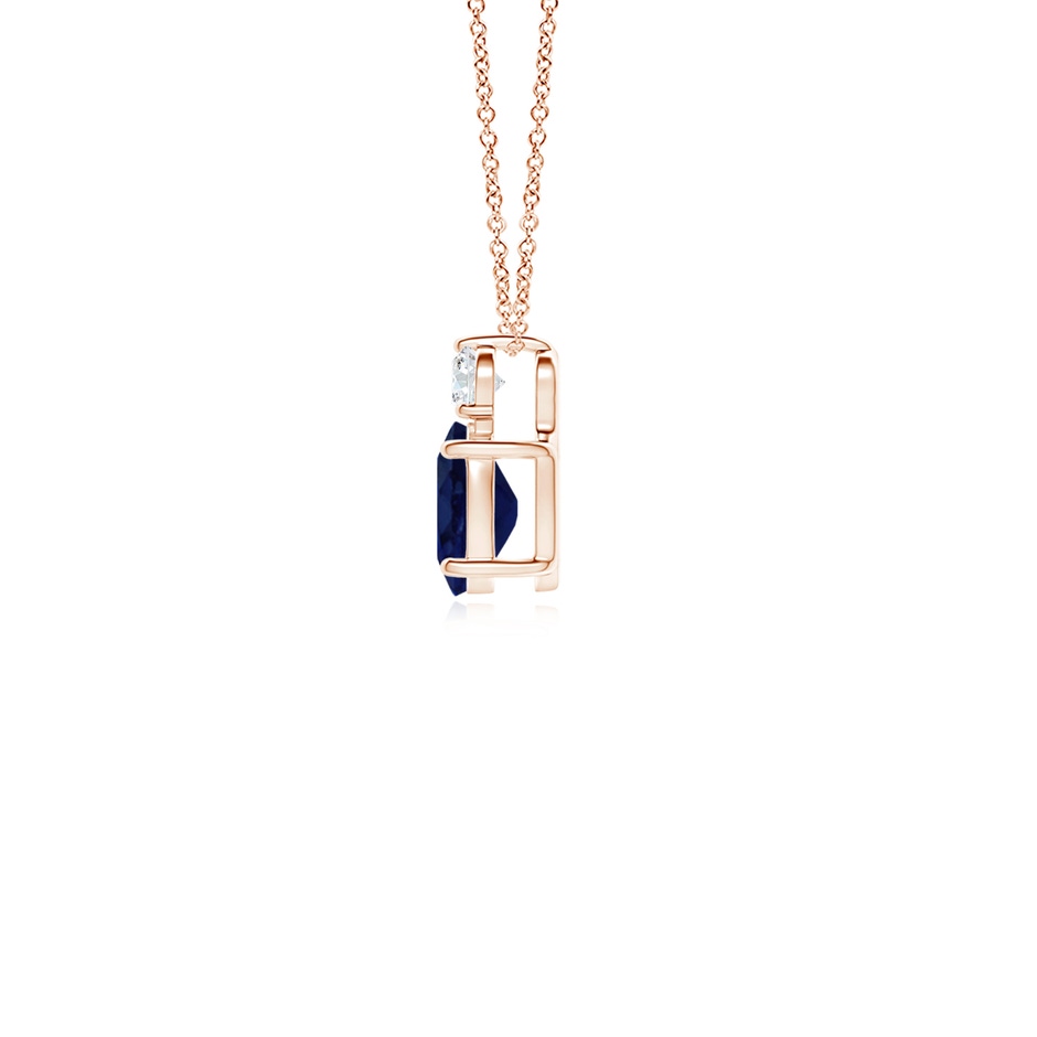 6x4mm A Oval Sapphire Solitaire Pendant with Diamond in Rose Gold side 199