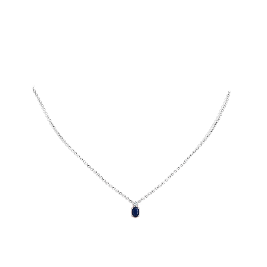 6x4mm A Oval Sapphire Solitaire Pendant with Diamond in White Gold pen