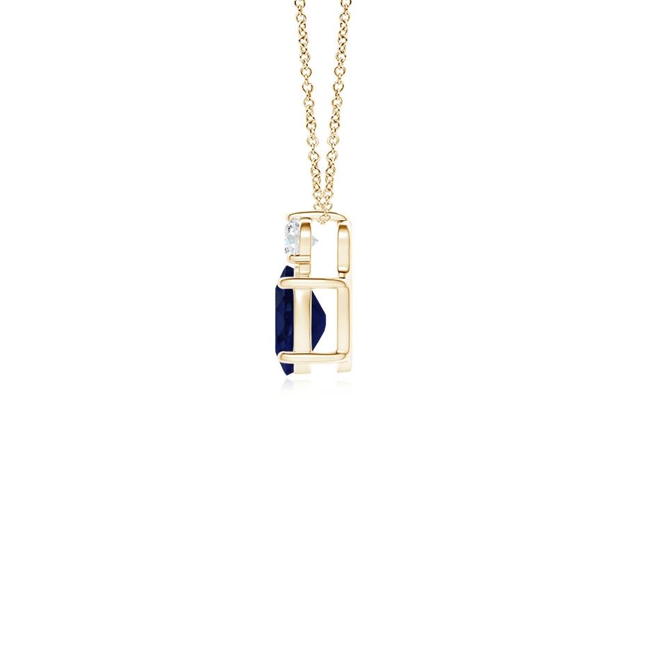 6x4mm A Oval Sapphire Solitaire Pendant with Diamond in Yellow Gold side 199