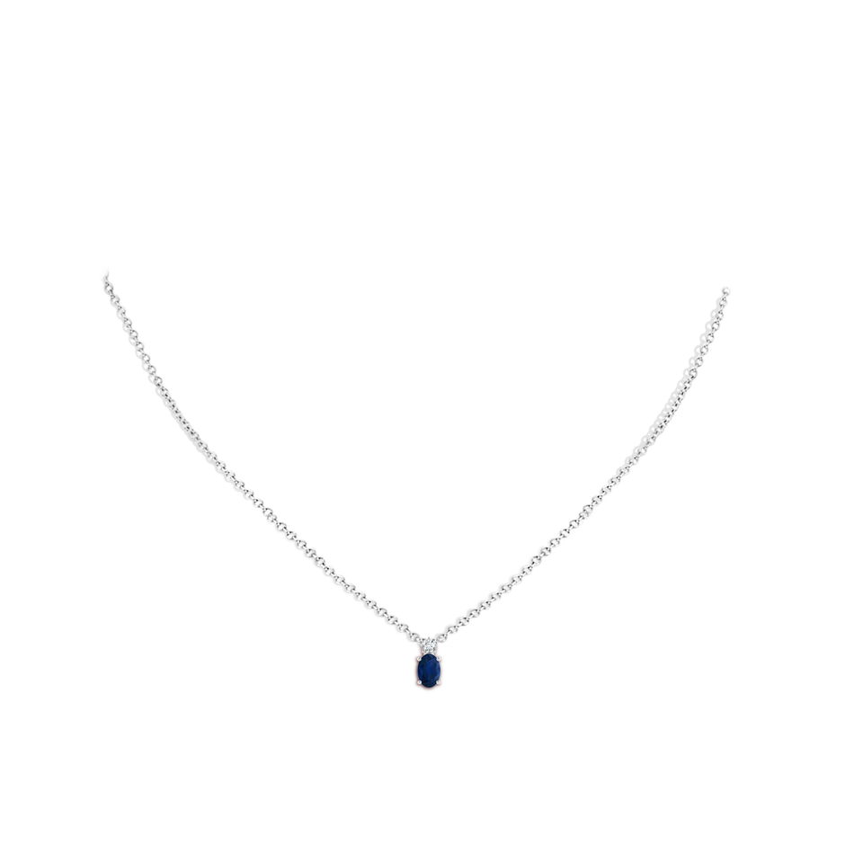 6x4mm AA Oval Sapphire Solitaire Pendant with Diamond in P950 Platinum pen