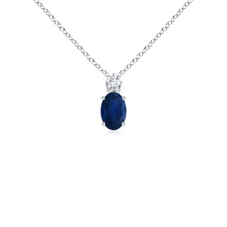 6x4mm AA Oval Sapphire Solitaire Pendant with Diamond in S999 Silver