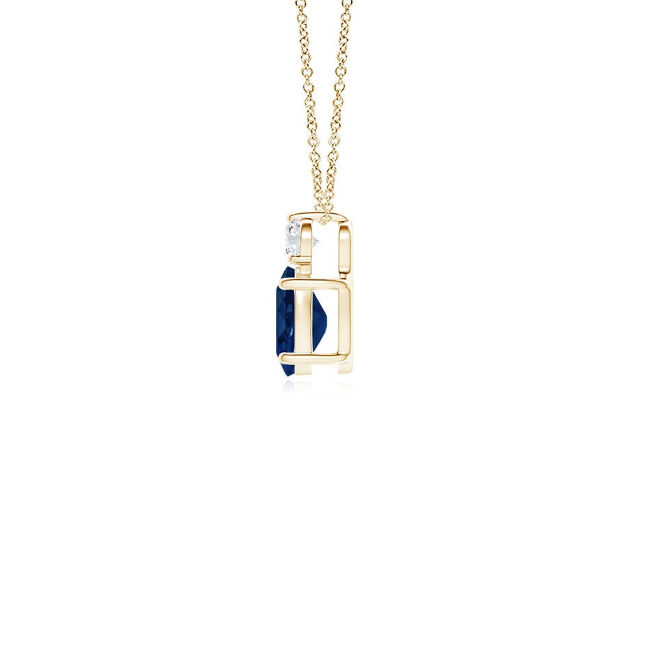 6x4mm AA Oval Sapphire Solitaire Pendant with Diamond in Yellow Gold side 199