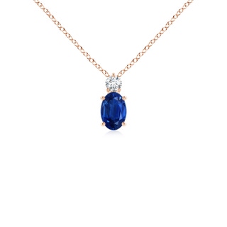 6x4mm AAA Oval Sapphire Solitaire Pendant with Diamond in Rose Gold