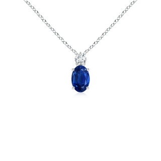 6x4mm AAA Oval Sapphire Solitaire Pendant with Diamond in S999 Silver
