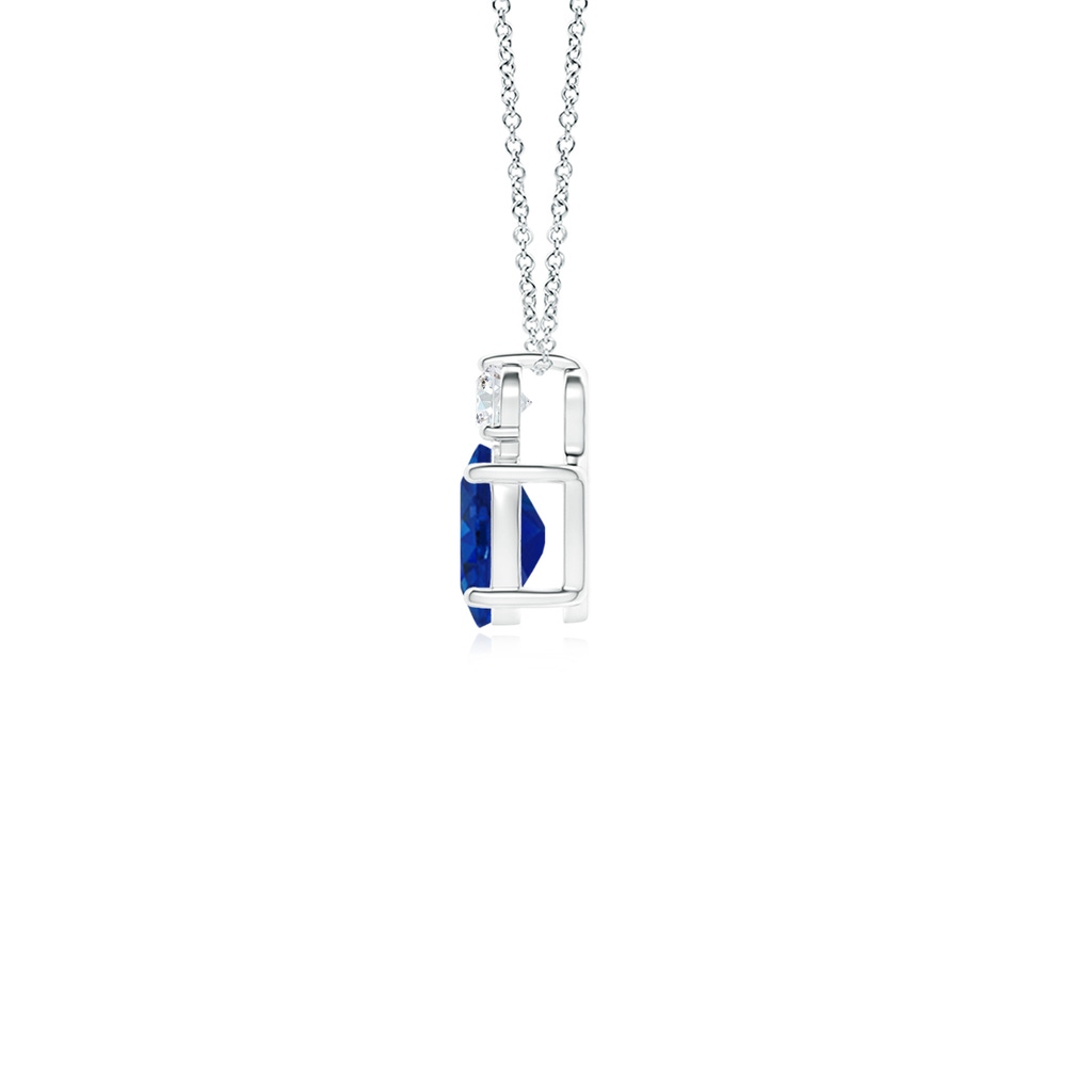 6x4mm AAA Oval Sapphire Solitaire Pendant with Diamond in White Gold - side 199