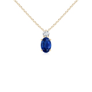 6x4mm AAA Oval Sapphire Solitaire Pendant with Diamond in Yellow Gold