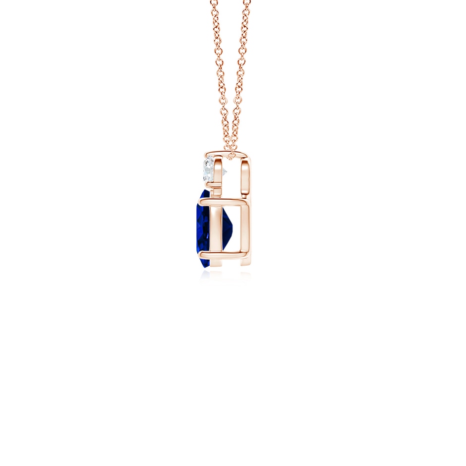 6x4mm AAAA Oval Sapphire Solitaire Pendant with Diamond in Rose Gold side 199