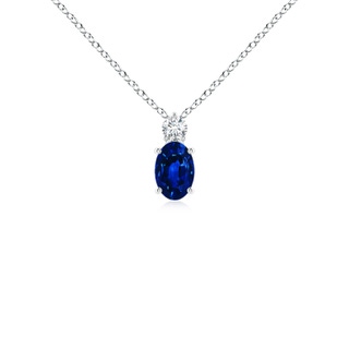 6x4mm Lab-Grown Oval Sapphire Solitaire Pendant with Diamond in S999 Silver