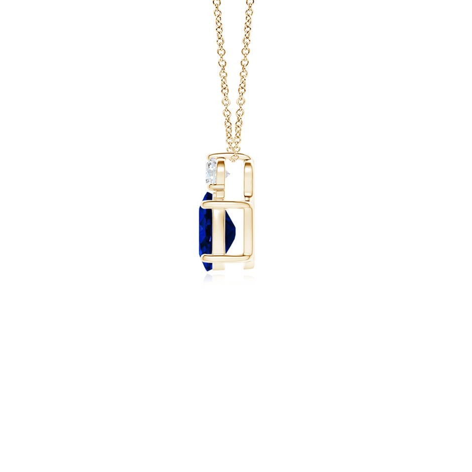 6x4mm AAAA Oval Sapphire Solitaire Pendant with Diamond in Yellow Gold side 199