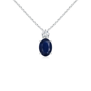 7x5mm A Oval Sapphire Solitaire Pendant with Diamond in P950 Platinum