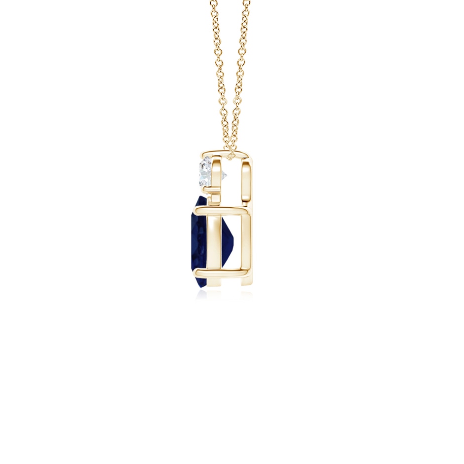 7x5mm A Oval Sapphire Solitaire Pendant with Diamond in Yellow Gold side 199