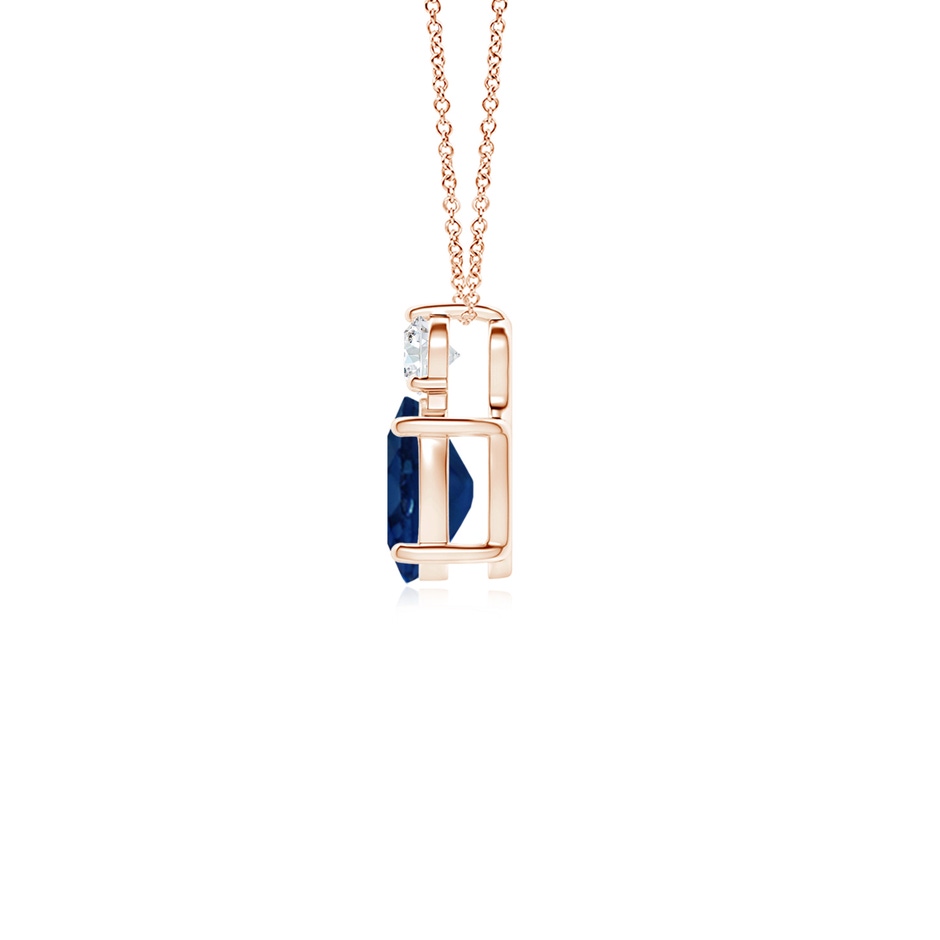 7x5mm AA Oval Sapphire Solitaire Pendant with Diamond in Rose Gold side 199