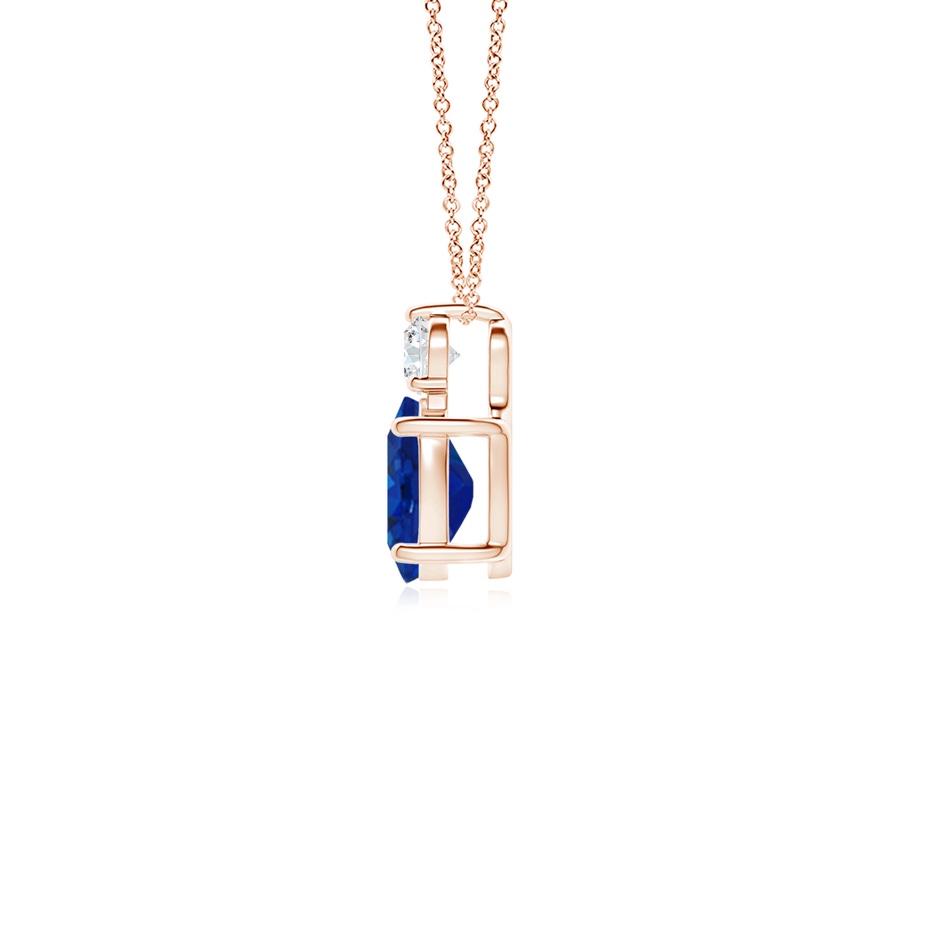 7x5mm AAA Oval Sapphire Solitaire Pendant with Diamond in Rose Gold side 199