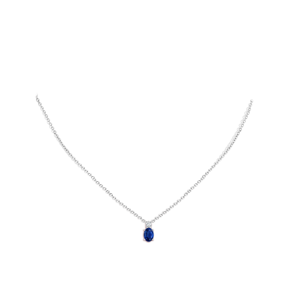 7x5mm AAA Oval Sapphire Solitaire Pendant with Diamond in S999 Silver pen