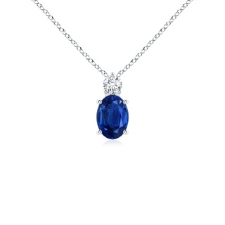 7x5mm AAA Oval Sapphire Solitaire Pendant with Diamond in White Gold