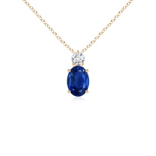 7x5mm AAA Oval Sapphire Solitaire Pendant with Diamond in Yellow Gold