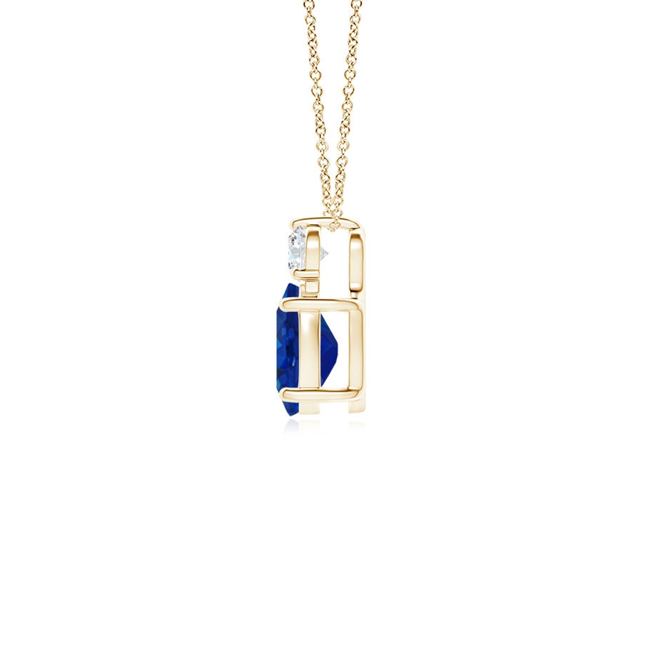 7x5mm AAA Oval Sapphire Solitaire Pendant with Diamond in Yellow Gold side 199