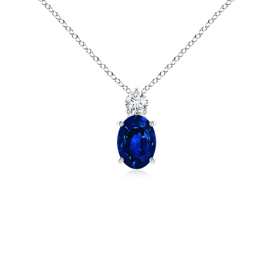 7x5mm AAAA Oval Sapphire Solitaire Pendant with Diamond in P950 Platinum 
