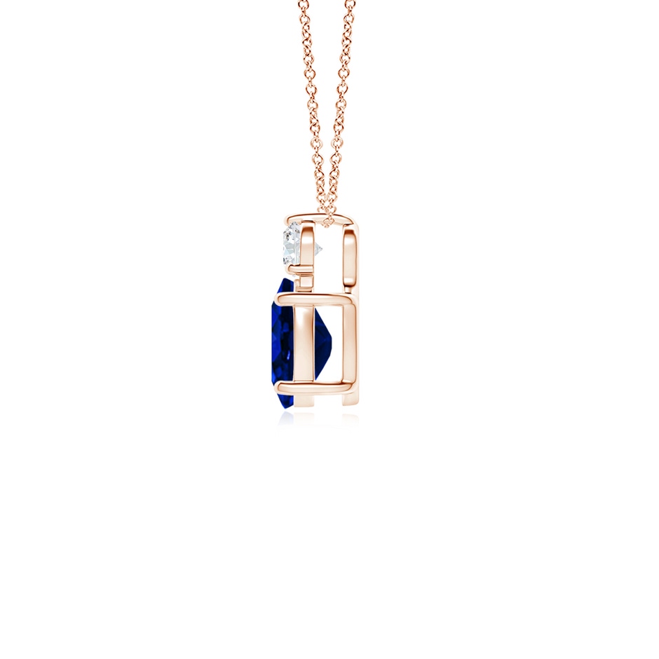 7x5mm AAAA Oval Sapphire Solitaire Pendant with Diamond in Rose Gold side 199