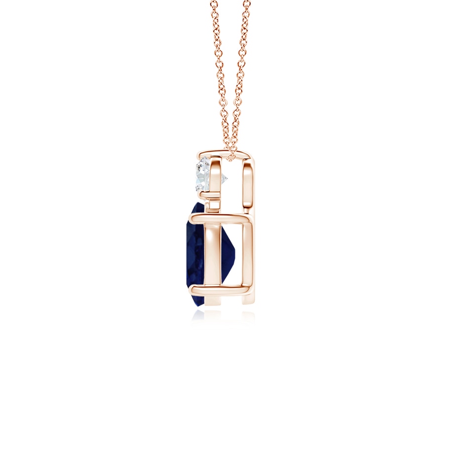 8x6mm A Oval Sapphire Solitaire Pendant with Diamond in Rose Gold side 199