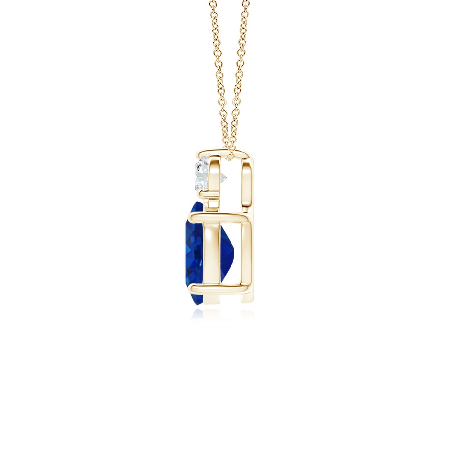 8x6mm AAA Oval Sapphire Solitaire Pendant with Diamond in Yellow Gold side 199