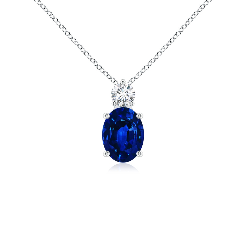8x6mm AAAA Oval Sapphire Solitaire Pendant with Diamond in P950 Platinum 